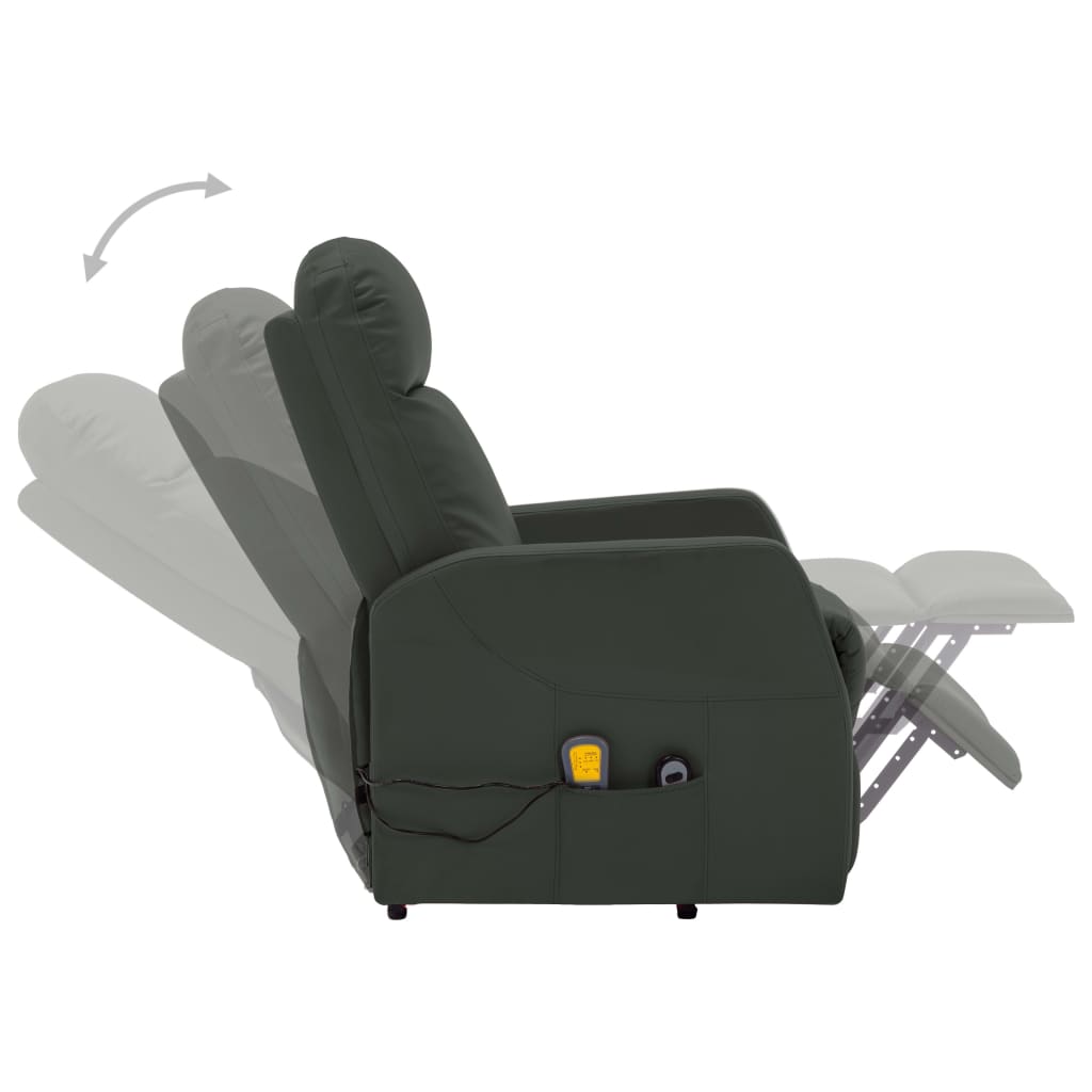 vidaXL paceļams masāžas krēsls, antracītpelēka mākslīgā āda