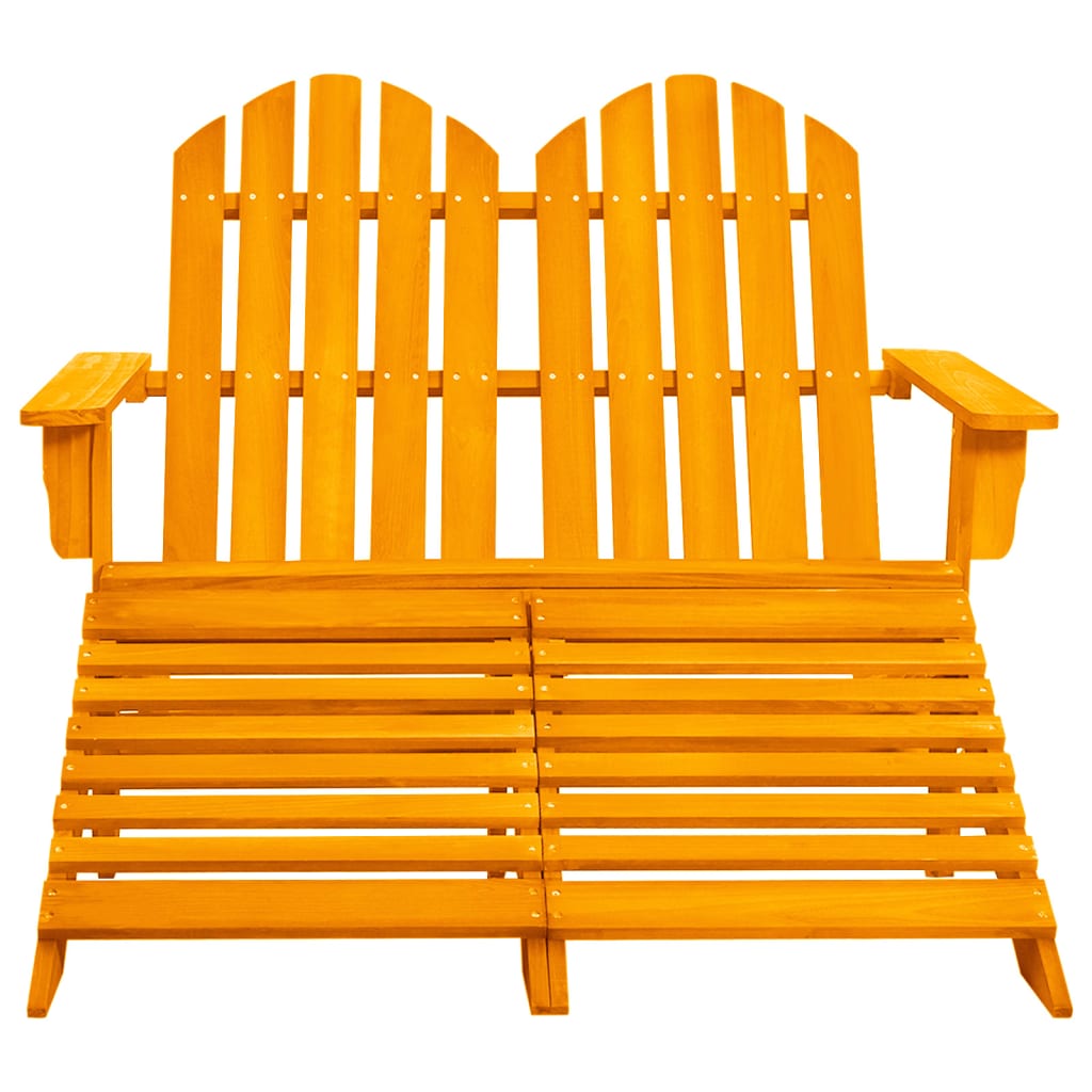 vidaXL divvietīgs dārza krēsls ar kāju balstiem, egles koks, oranžs