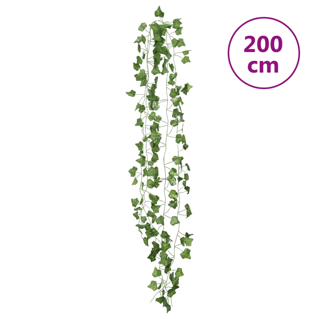 vidaXL mākslīgo ziedu vītnes, 12 gab., zaļas, 200 cm