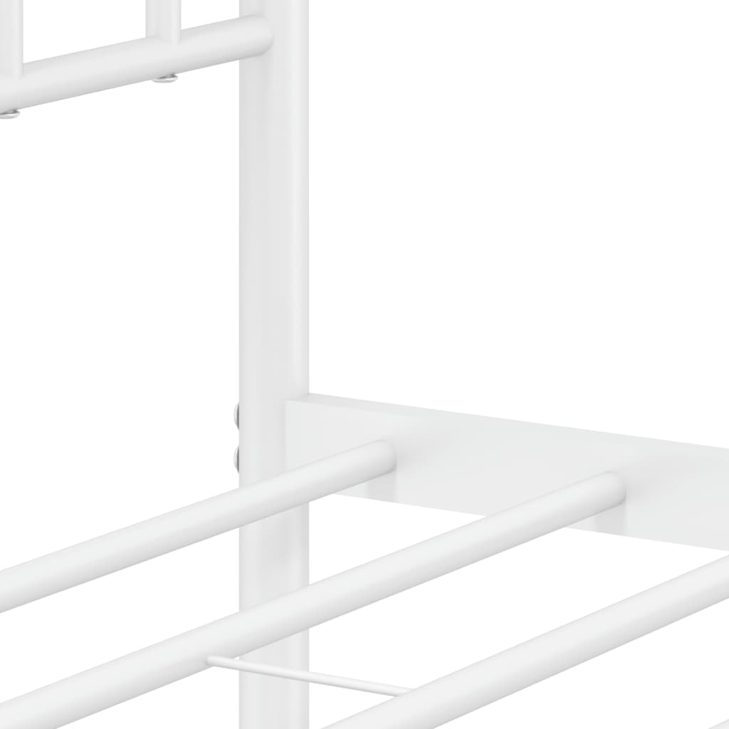 vidaXL gultas rāmis ar galvgali, balts metāls, 75x190 cm