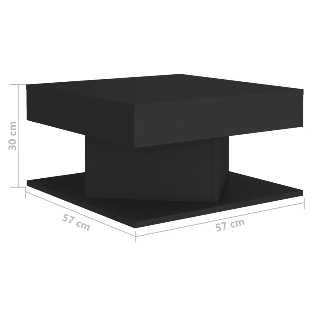 vidaXL kafijas galdiņš, melns, 57x57x30 cm, skaidu plāksne