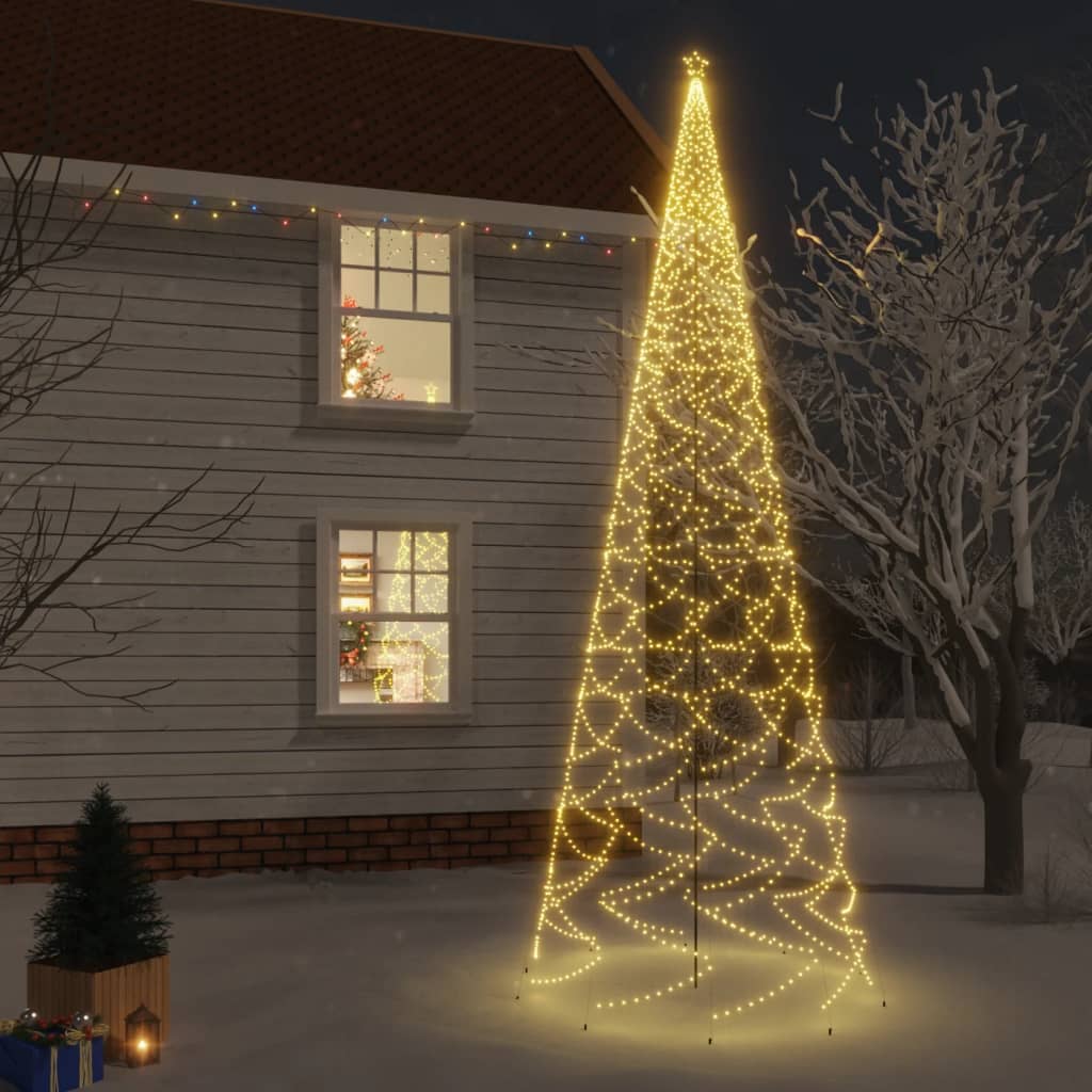 vidaXL Ziemassvētku egle ar pīķi, 3000 silti baltas LED, 800 cm