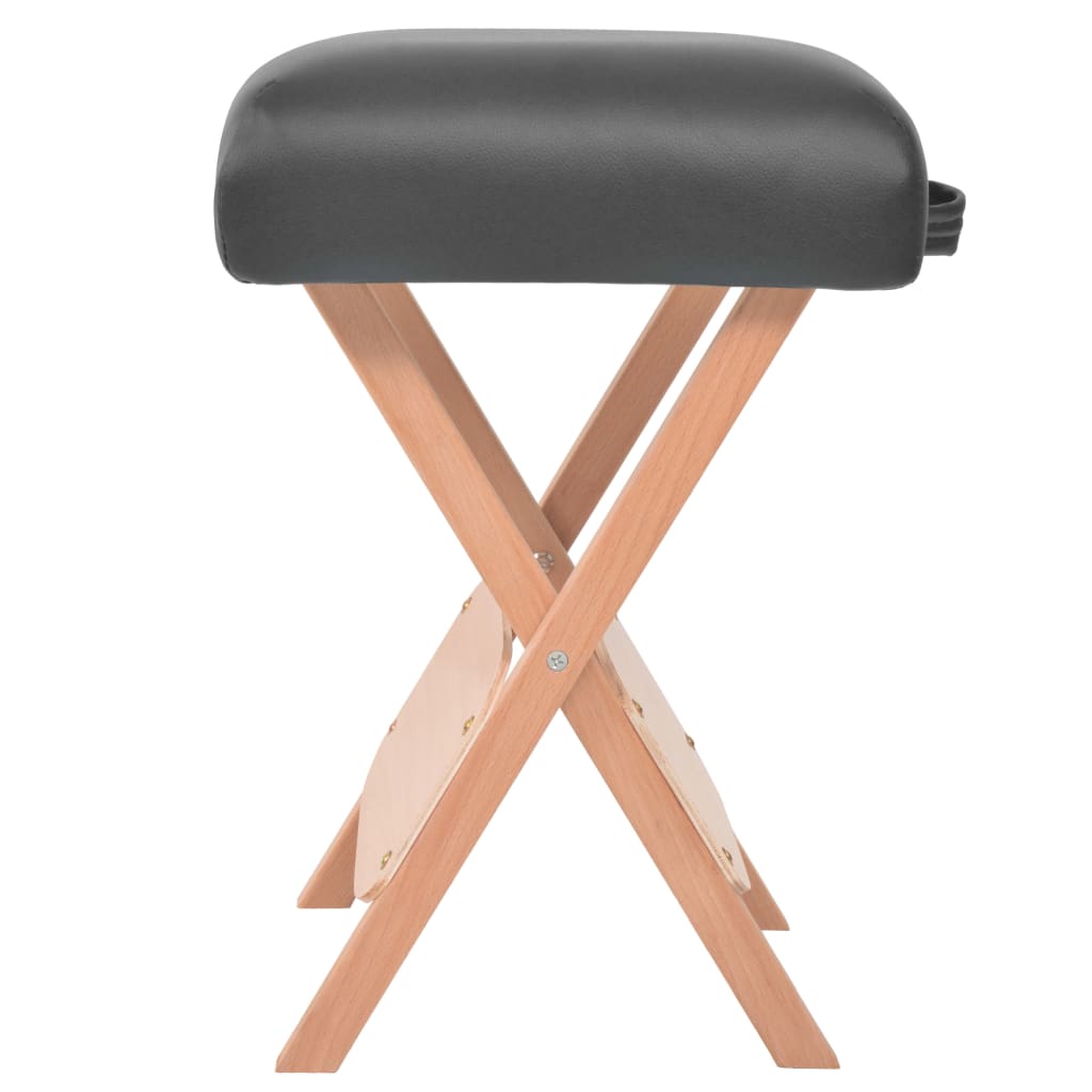 vidaXL saliekams masāžas krēsls, 12 cm biezs sēdeklis, 2 balsti, melns