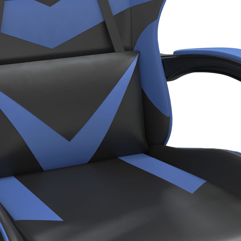 vidaXL datorspēļu krēsls, melna un zila mākslīgā āda