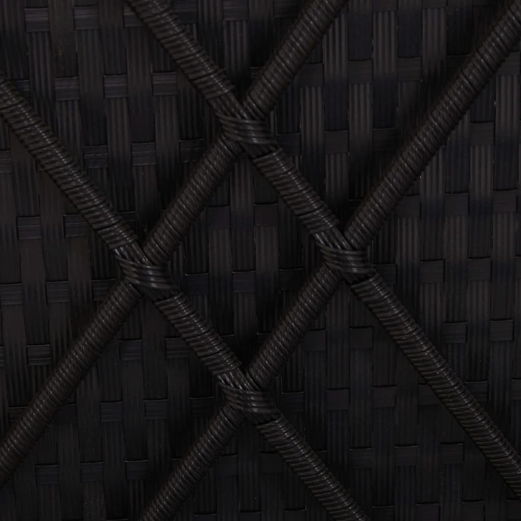 vidaXL 2 sauļošanās zviļņi ar galdiņu, melna PE rotangpalma