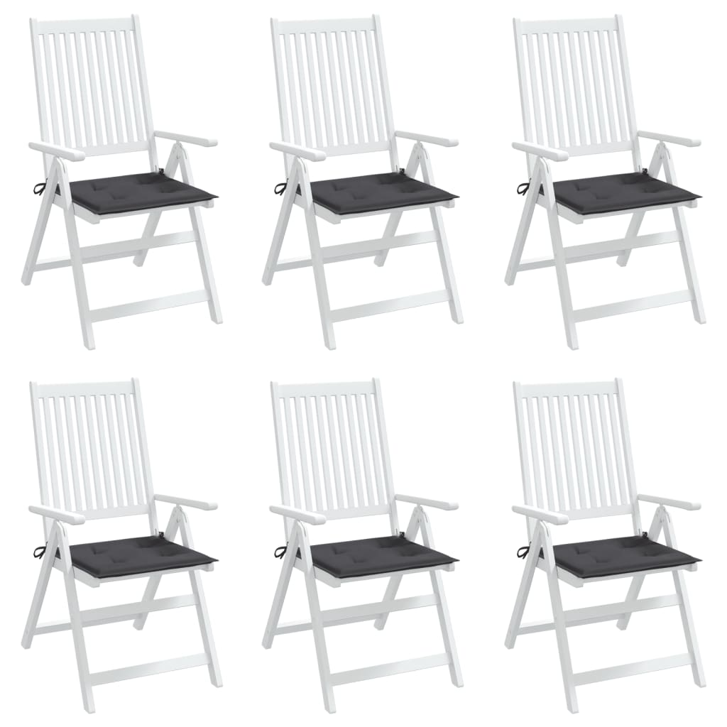 vidaXL dārza krēslu spilveni, 6 gab., pelēki, 50x50x3 cm, audums