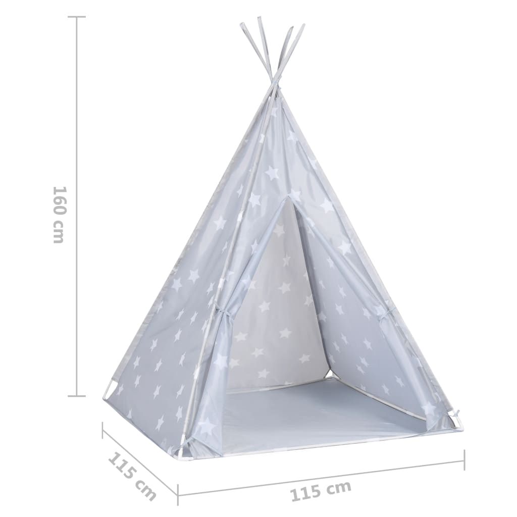 vidaXL bērnu telts ar somu, vigvama forma, pelēka, 115x115x160 cm