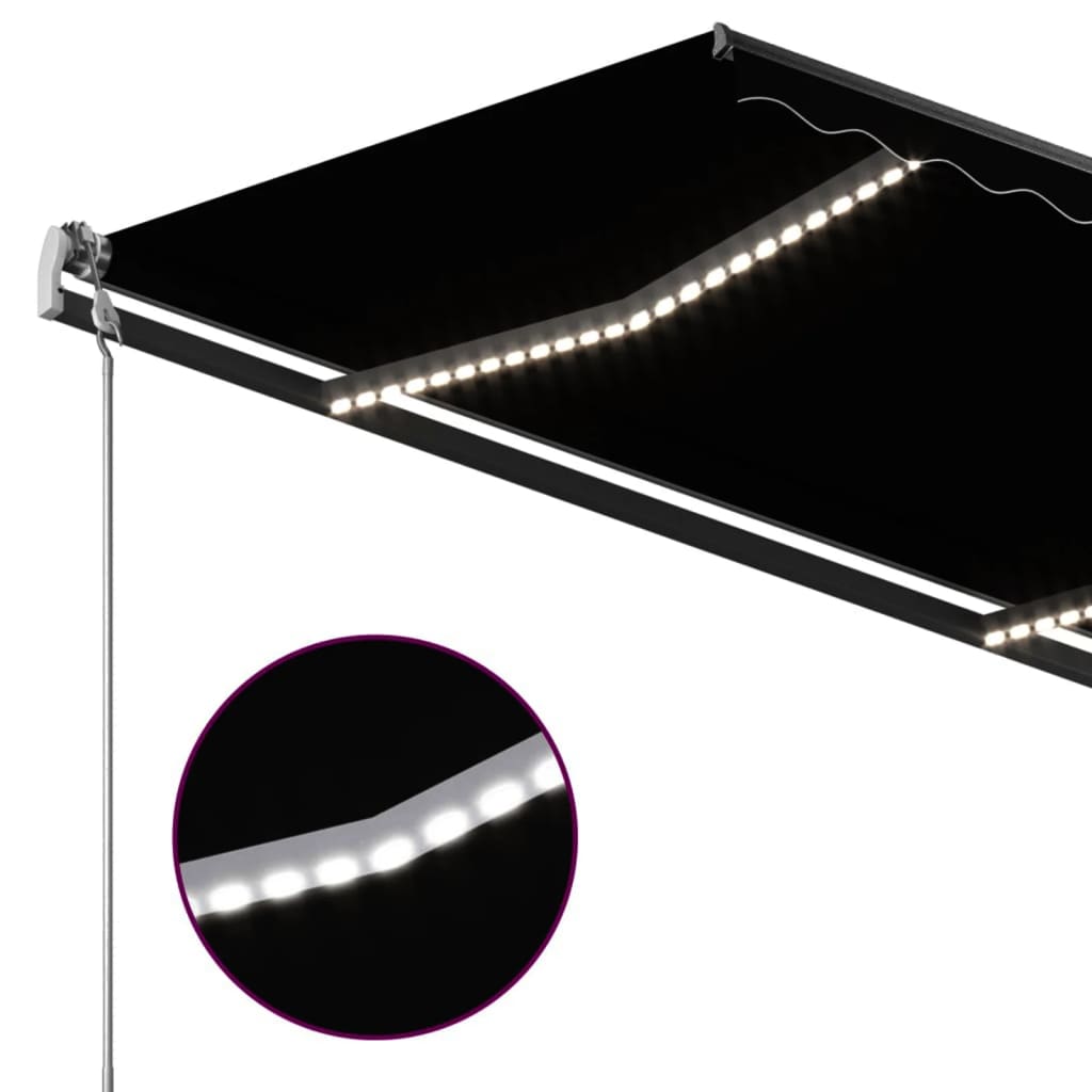 vidaXL izvelkama markīze ar LED, 4x3,5 m, manuāla, antracītpelēka