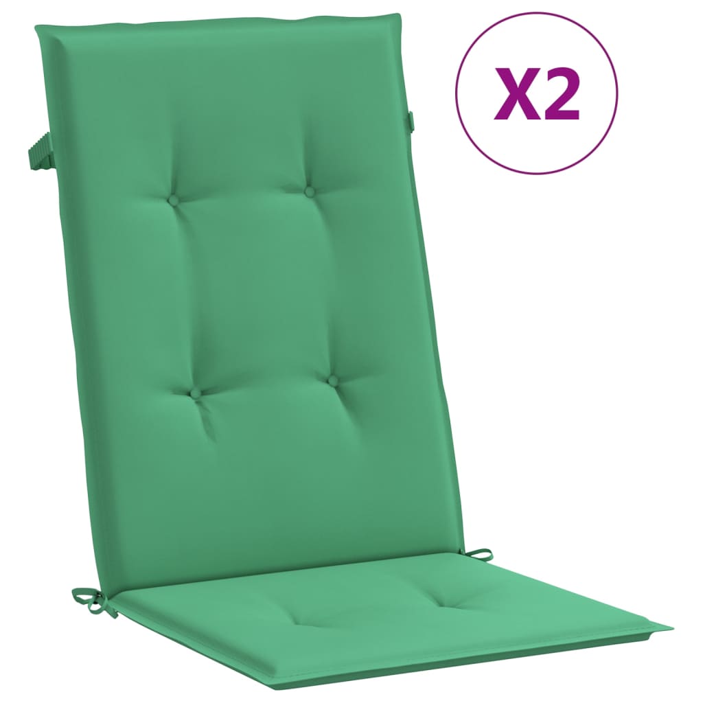 vidaXL dārza krēslu spilveni, 2 gab., zaļi, 120x50x3 cm, audums