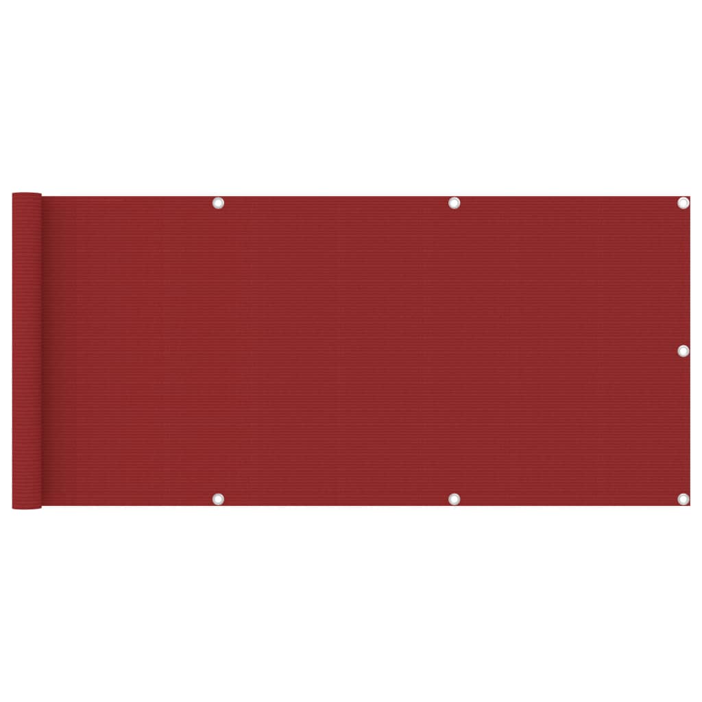 vidaXL balkona aizslietnis, 75x400 cm, sarkans HDPE