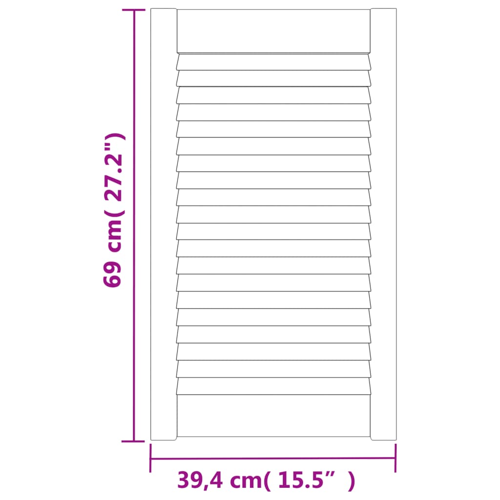 vidaXL skapja durvis, žalūziju dizains, 2 gab., 69x39,4 cm, priede
