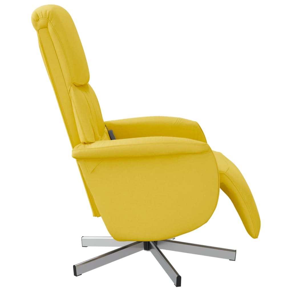 vidaXL masāžas krēsls ar kāju balstu, gaiši dzeltens audums
