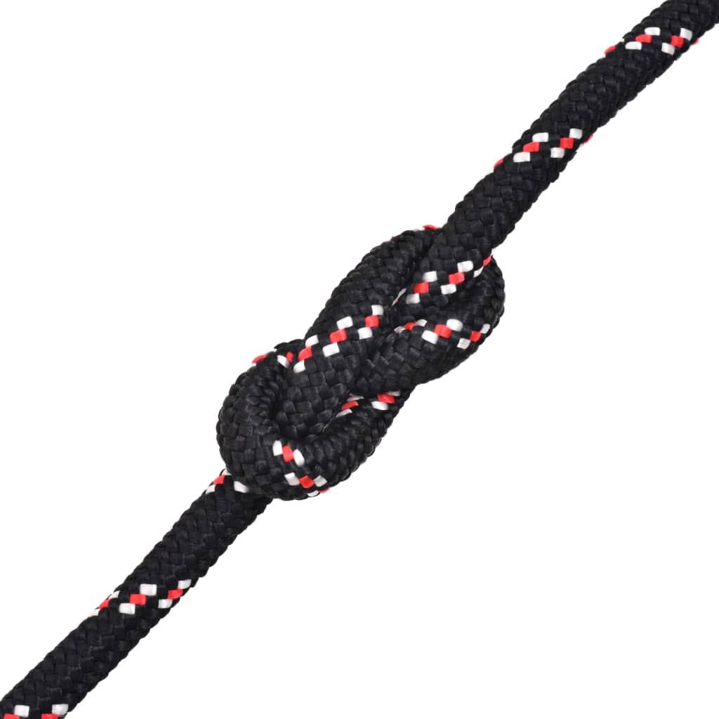 vidaXL pietauvošanās virve, 10 mm, 50 m, polipropilēns, melna