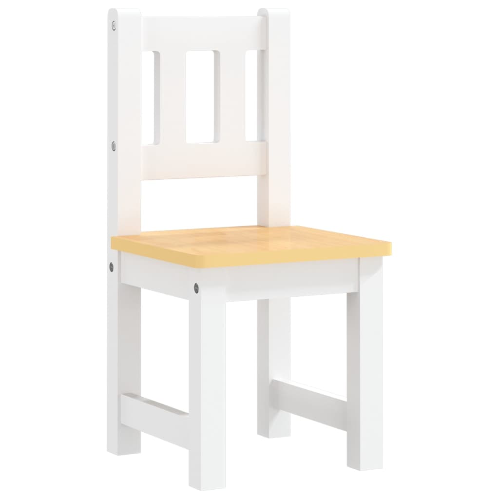 vidaXL 3-daļīgs bērnu galda un krēslu komplekts, balts ar bēšu, MDF