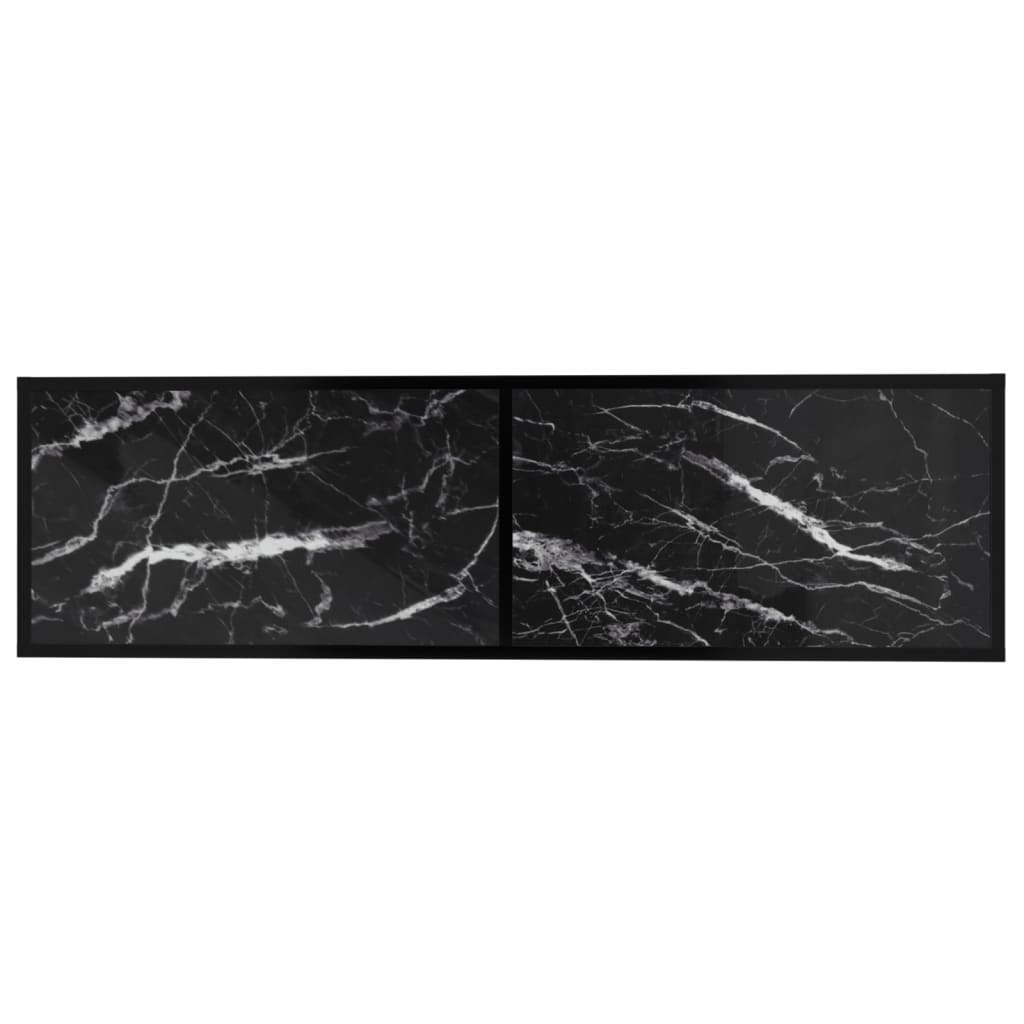 vidaXL TV plaukts, 140x40x40,5 cm, rūdīts stikls, melns marmora raksts