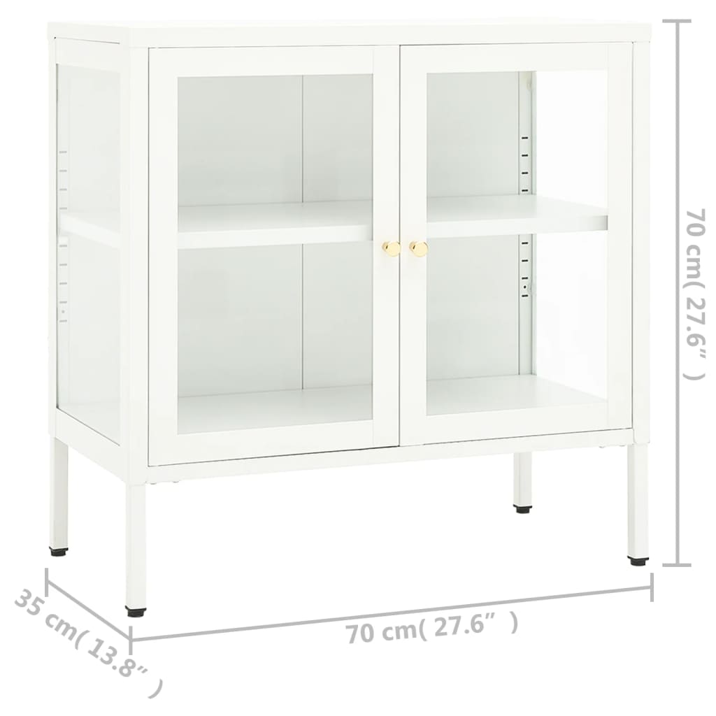 vidaXL kumode, balta, 70x35x70 cm, tērauds un stikls