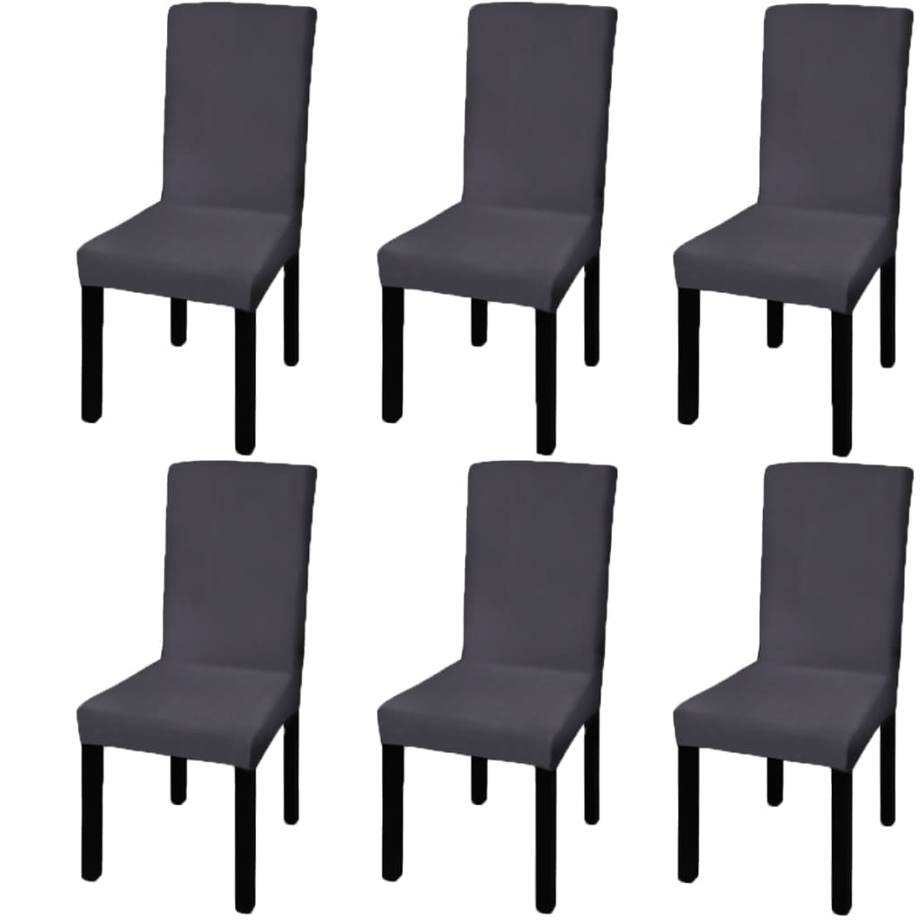 vidaXL krēslu pārvalki, 6 gab., elastīgi, antracīta pelēki