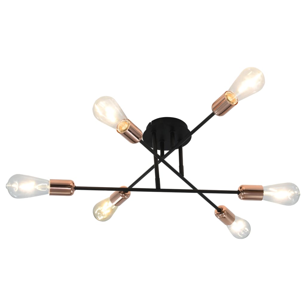 vidaXL griestu lampa, E27, melnā un vara krāsā