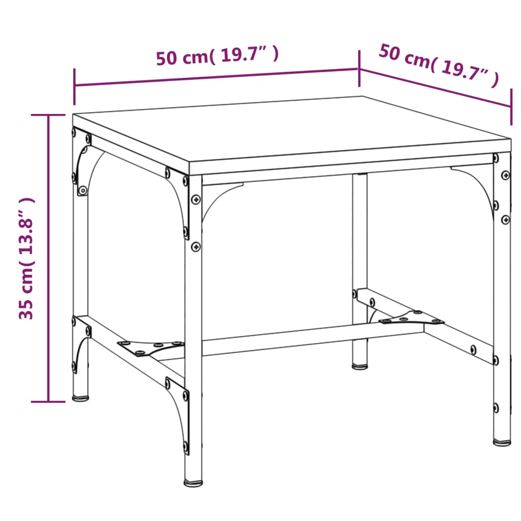 vidaXL kafijas galdiņš, brūna ozolkoka, 50x50x35 cm