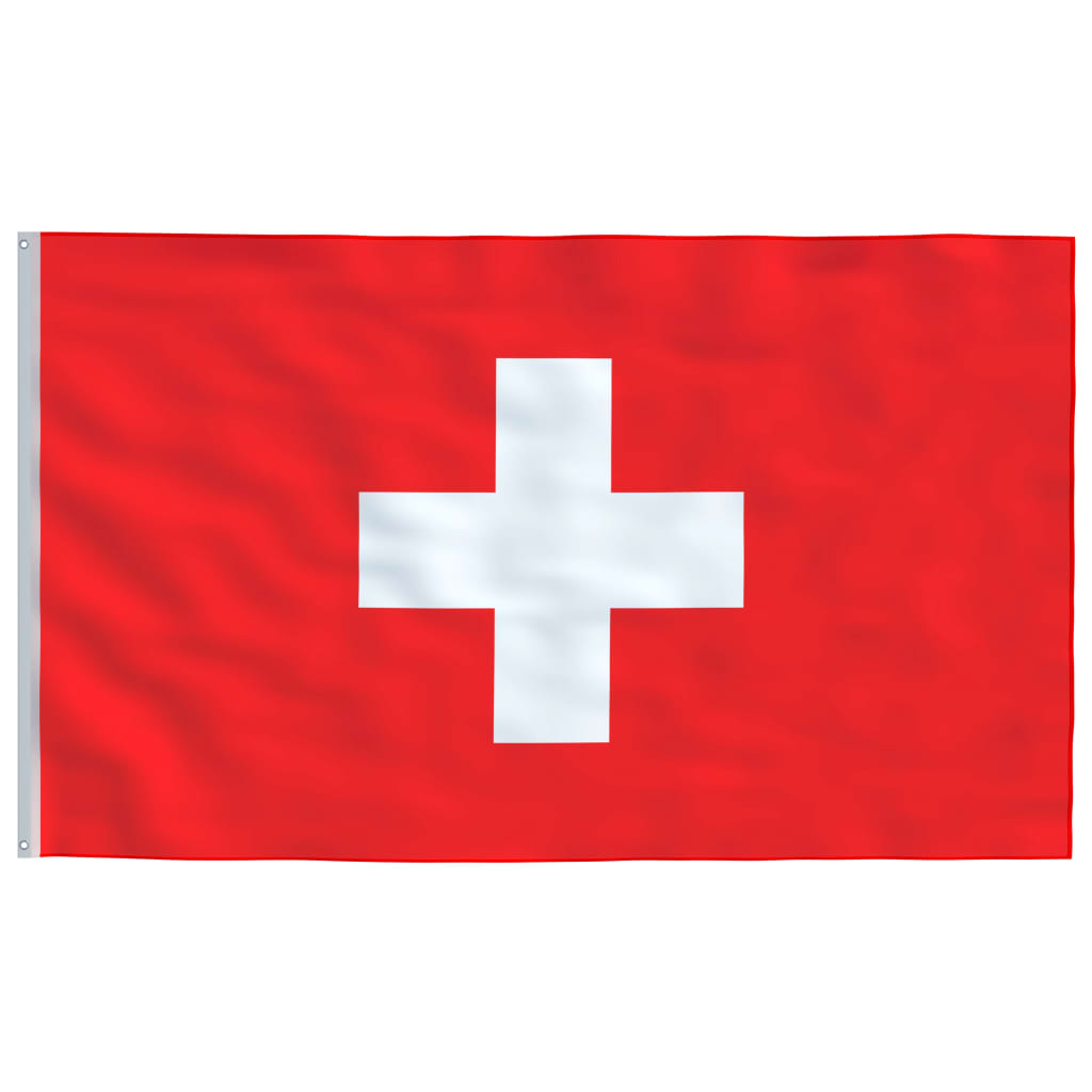 vidaXL Šveices karogs un karoga masts, alumīnijs, 6 m