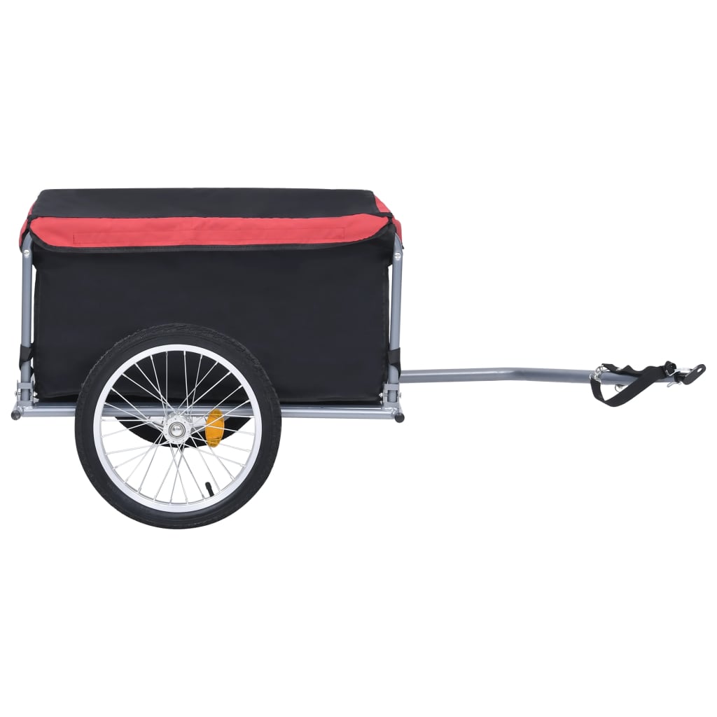 vidaXL velosipēda piekabe, 65 kg, melna ar sarkanu