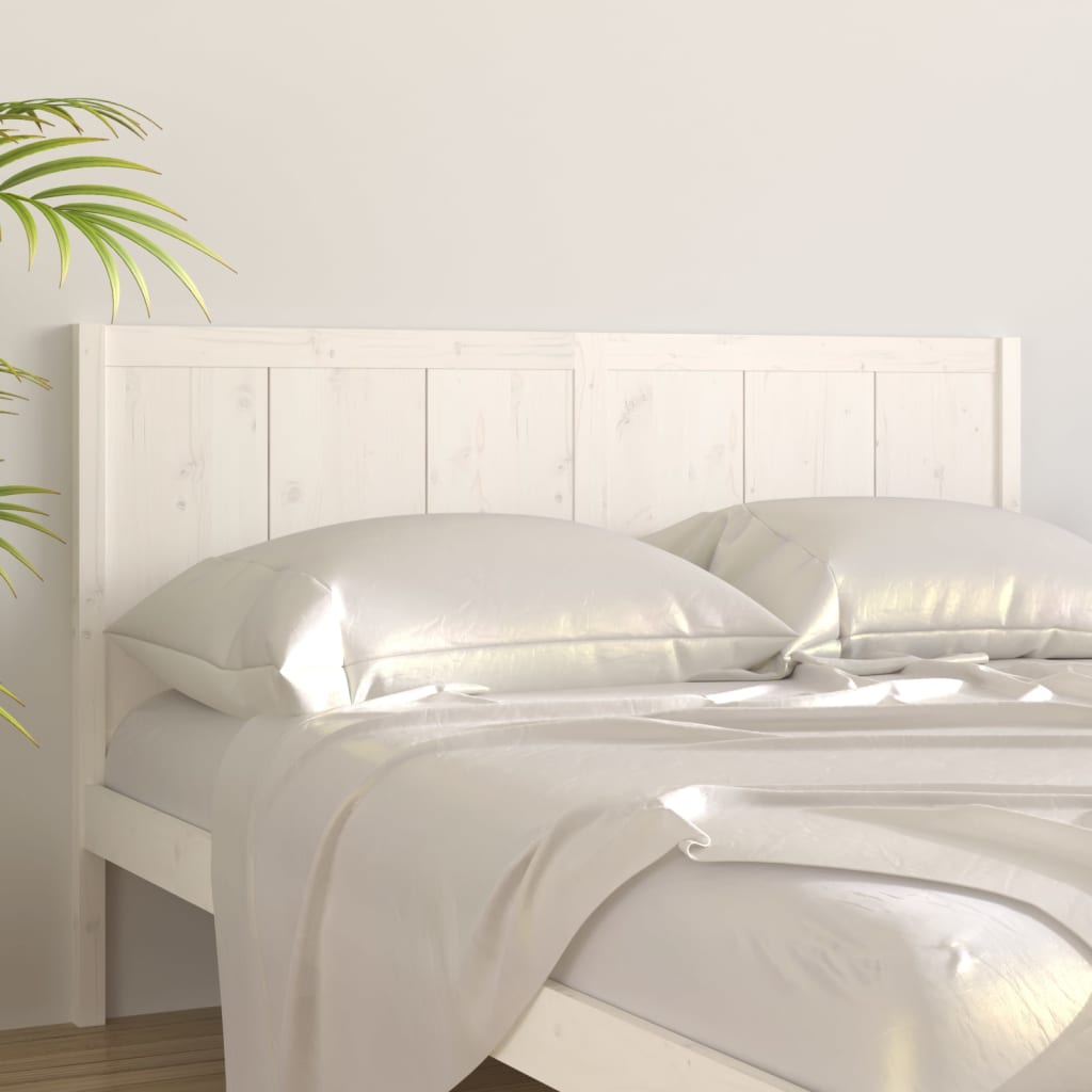 vidaXL gultas galvgalis, balts, 155,5x4x100 cm, priedes masīvkoks