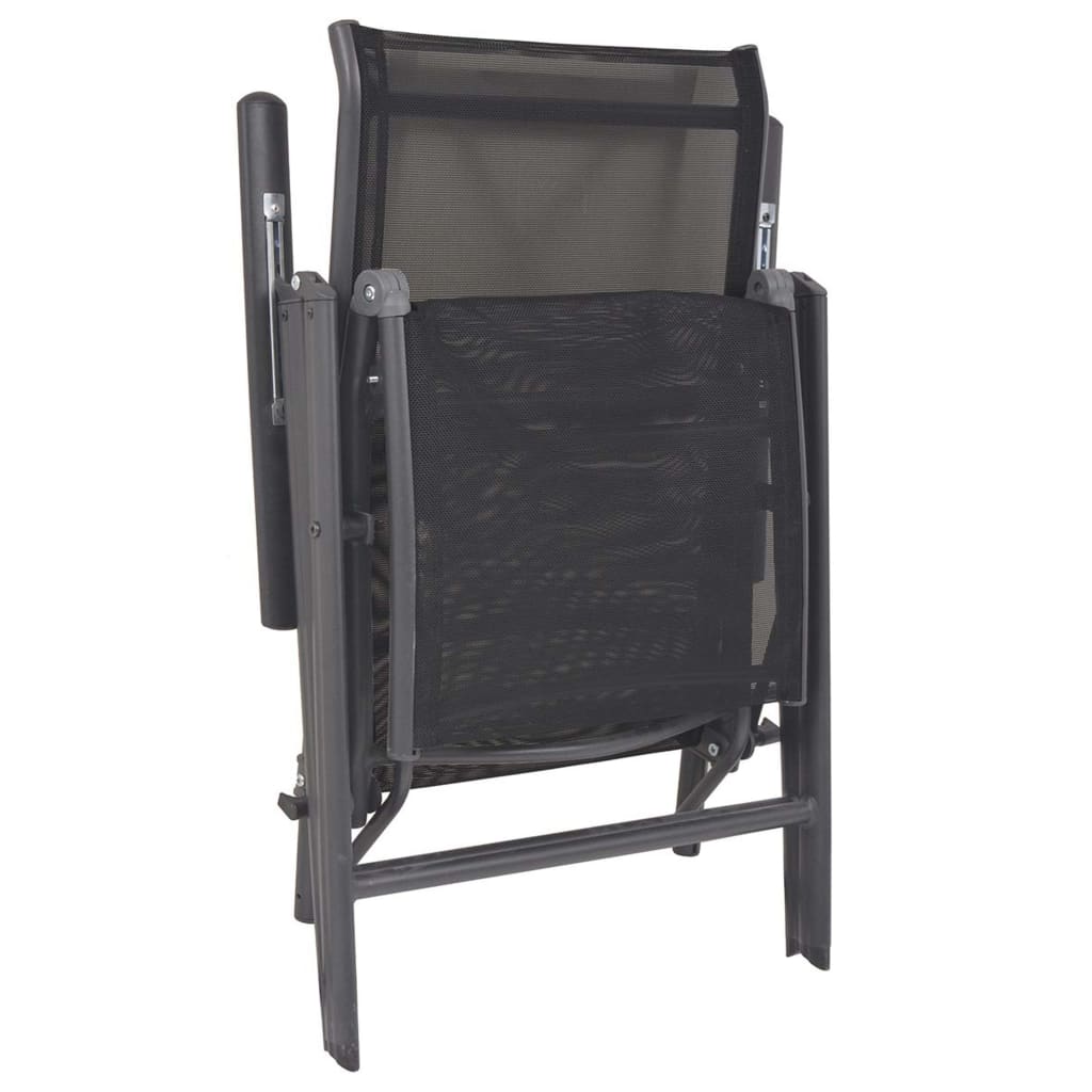vidaXL atgāžams pludmales krēsls, alumīnijs un melns tekstilēns
