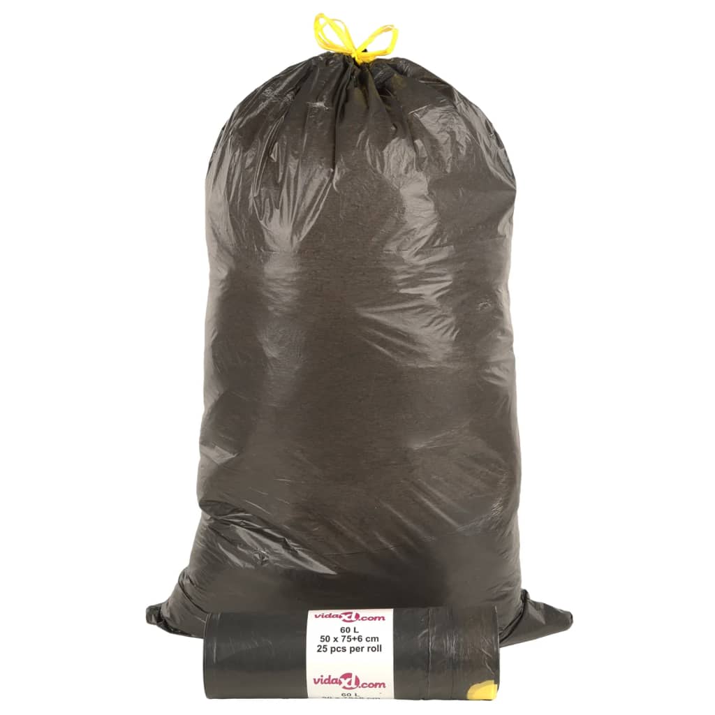 vidaXL atkritumu maisi ar aukliņām, 250 gab., melni, 60 L