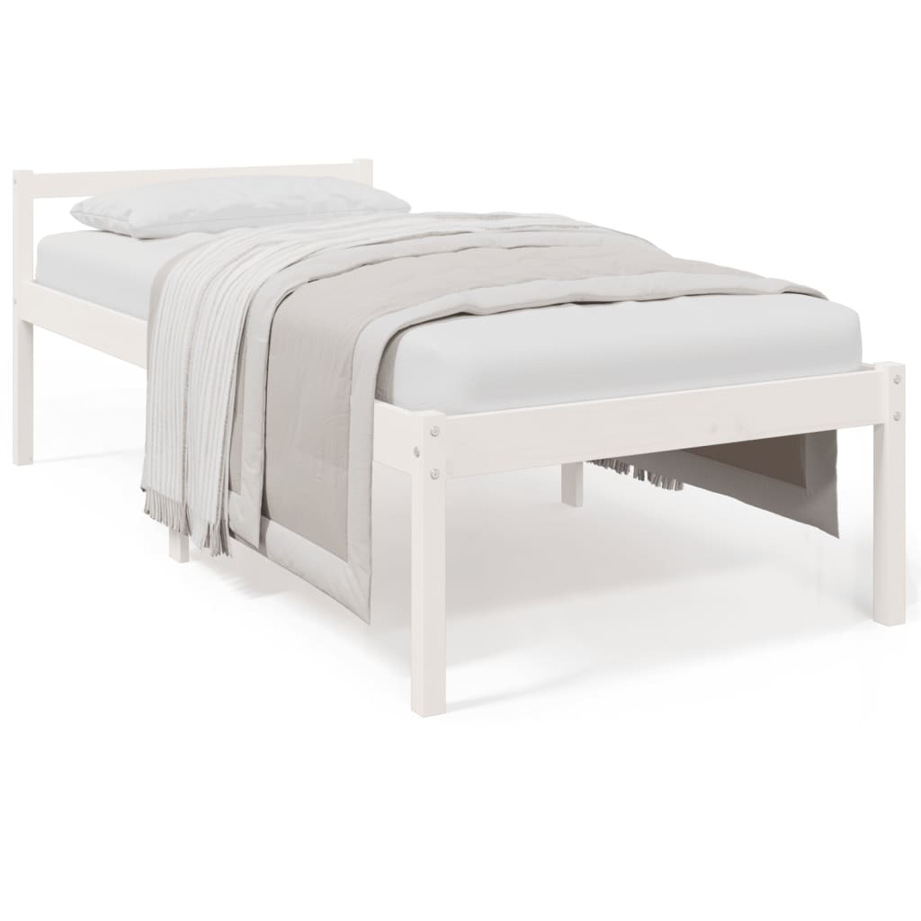 vidaXL senioru gultas rāmis, balts, 75x190 cm, vienvietīgs, priede