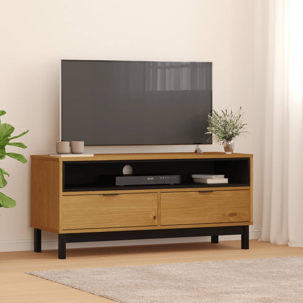 vidaXL TV skapītis FLAM, 110x40x50 cm, priedes masīvkoks