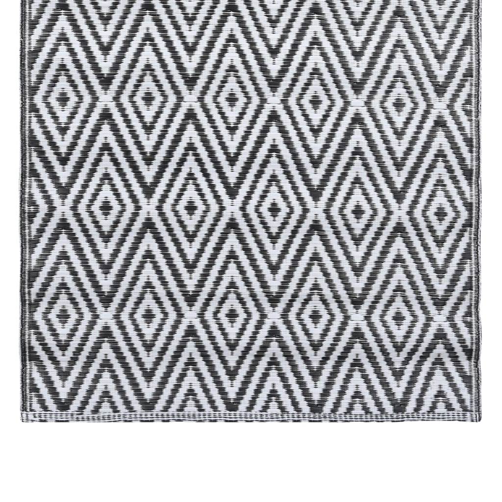 vidaXL āra paklājs, 160x230 cm, balts un melns PP