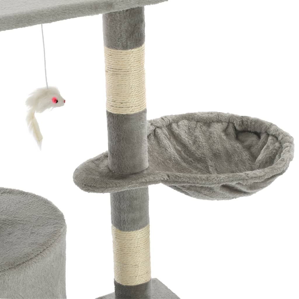 vidaXL kaķu māja ar sizala stabiem nagu asināšanai, 138 cm, pelēka