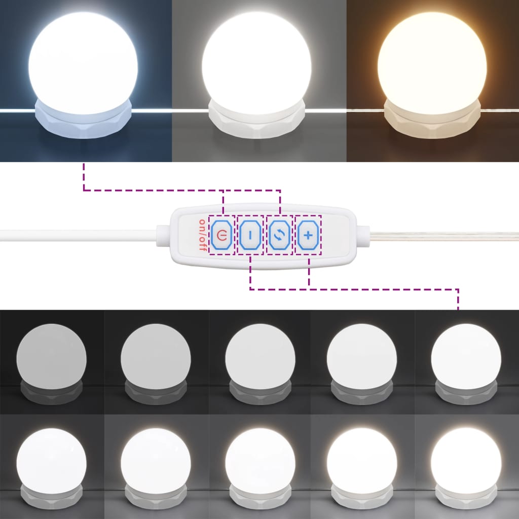 vidaXL spoguļgaldiņš ar LED, pelēka ozolkoka krāsa, 90x42x142 cm