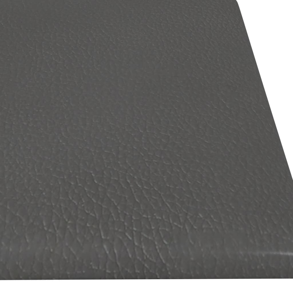 vidaXL sienas paneļi, 12 gab., pelēki, 60x15 cm, mākslīgā āda, 1,08 m²