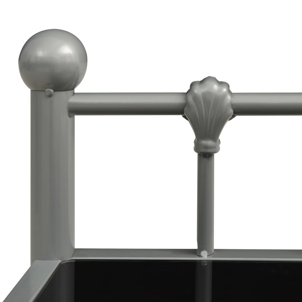 vidaXL naktsskapītis, 45x34,5x60,5 cm, pelēks, melns, metāls un stikls