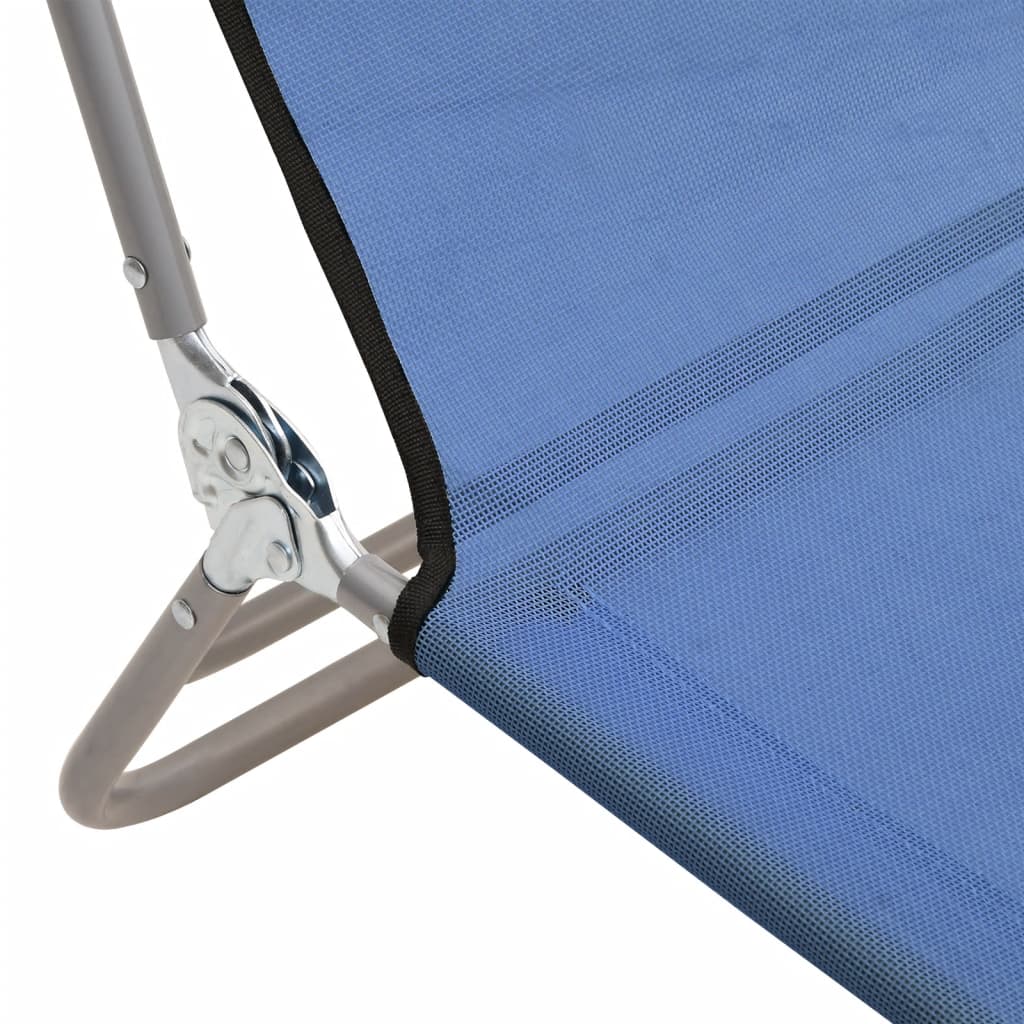 vidaXL saliekami sauļošanās krēsli, 2 gab., zils tekstilēns un tērauds