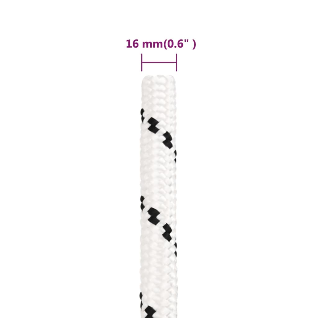 vidaXL pīta laivu virve, balta, 16 mm, 25 m, poliesters