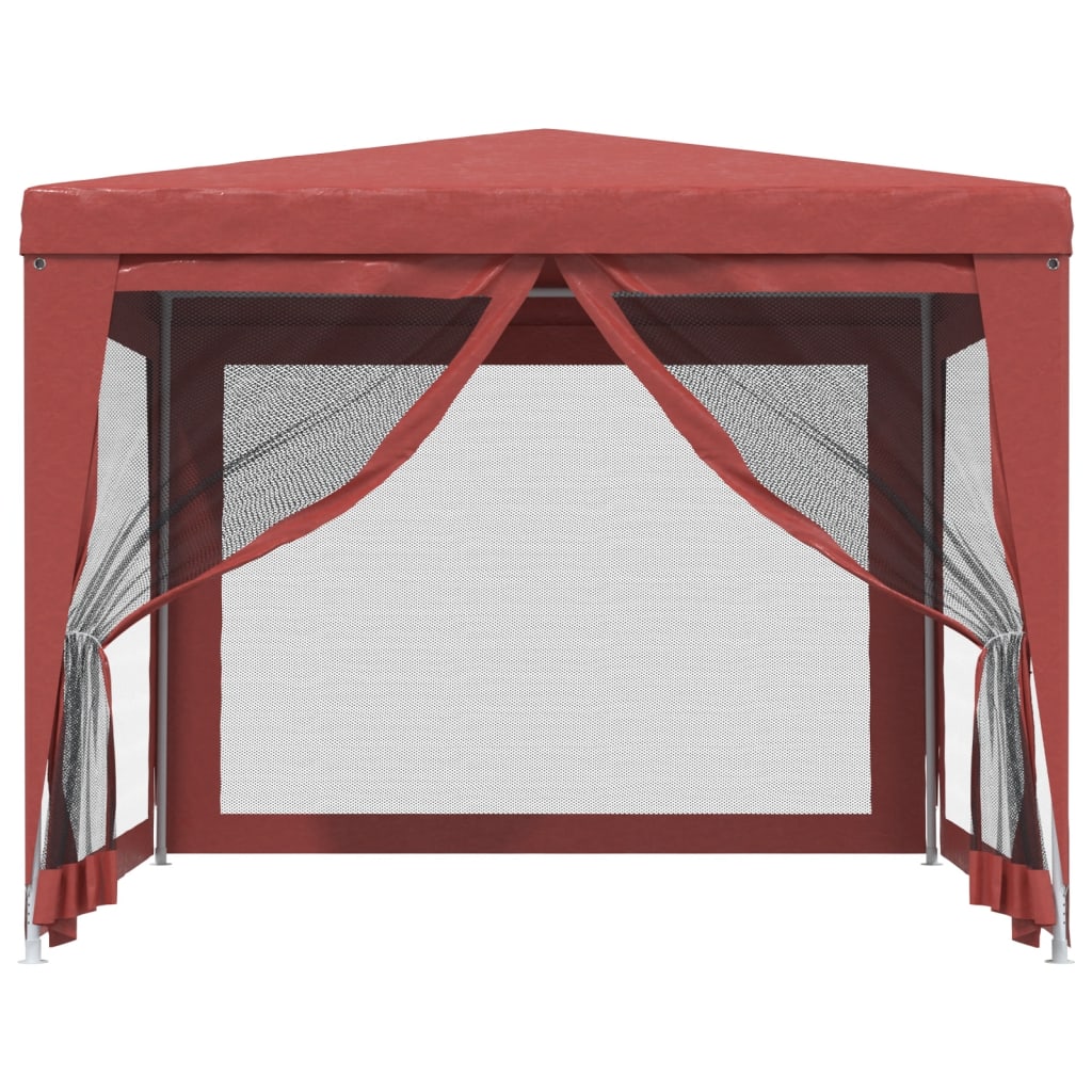 vidaXL svinību telts, ar 4 sieta sienām, 3x3 m, sarkana, HDPE