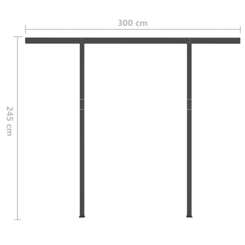 vidaXL izvelkama markīze ar stabiem, 3,5x2,5 m, manuāla, pelēka