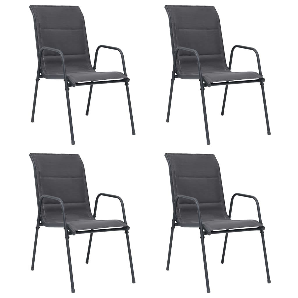 vidaXL dārza krēsli, 4 gab., tērauds, tekstilēns, antracītpelēki