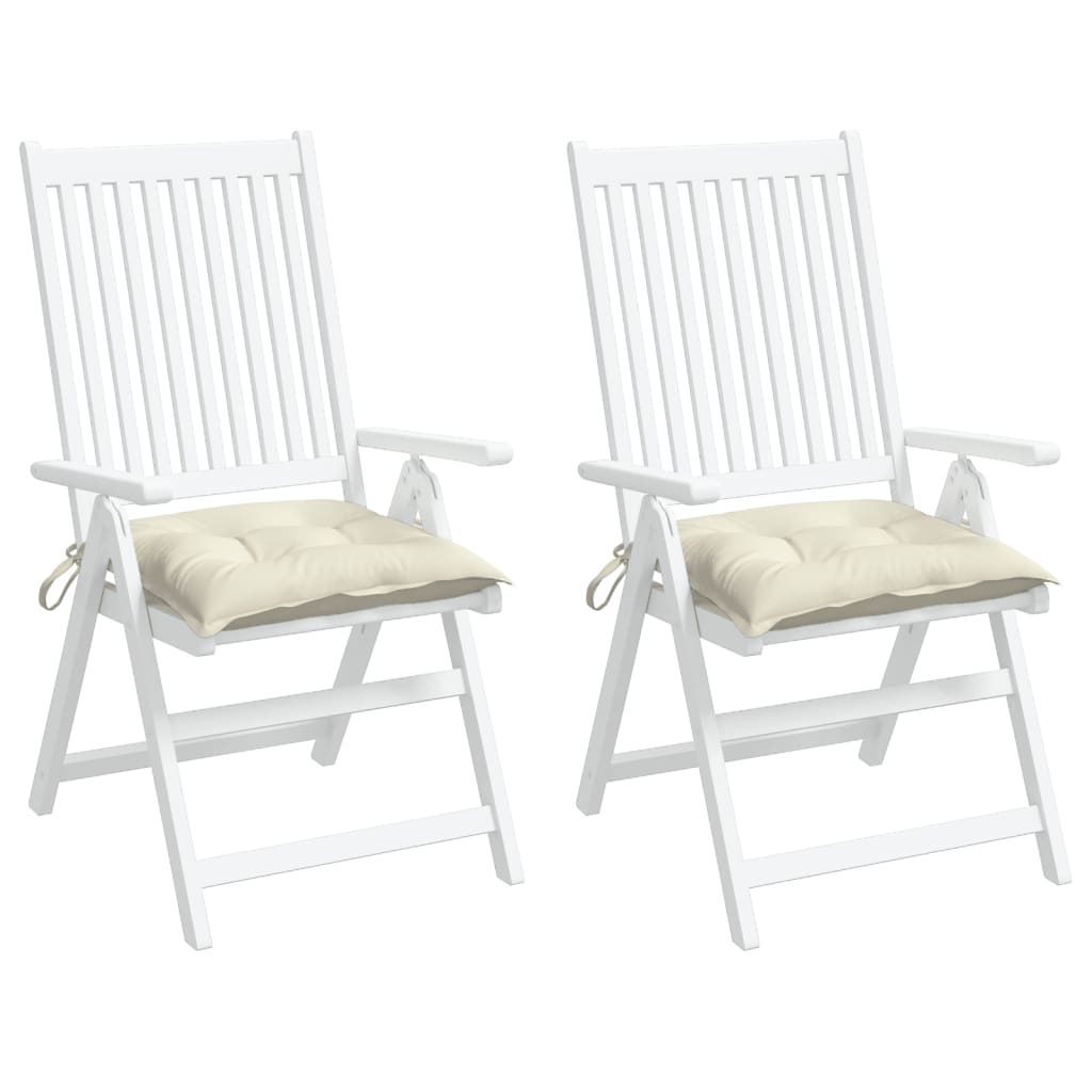 vidaXL dārza krēslu spilveni, 2 gab., krēmbalti, 50x50x7 cm, audums