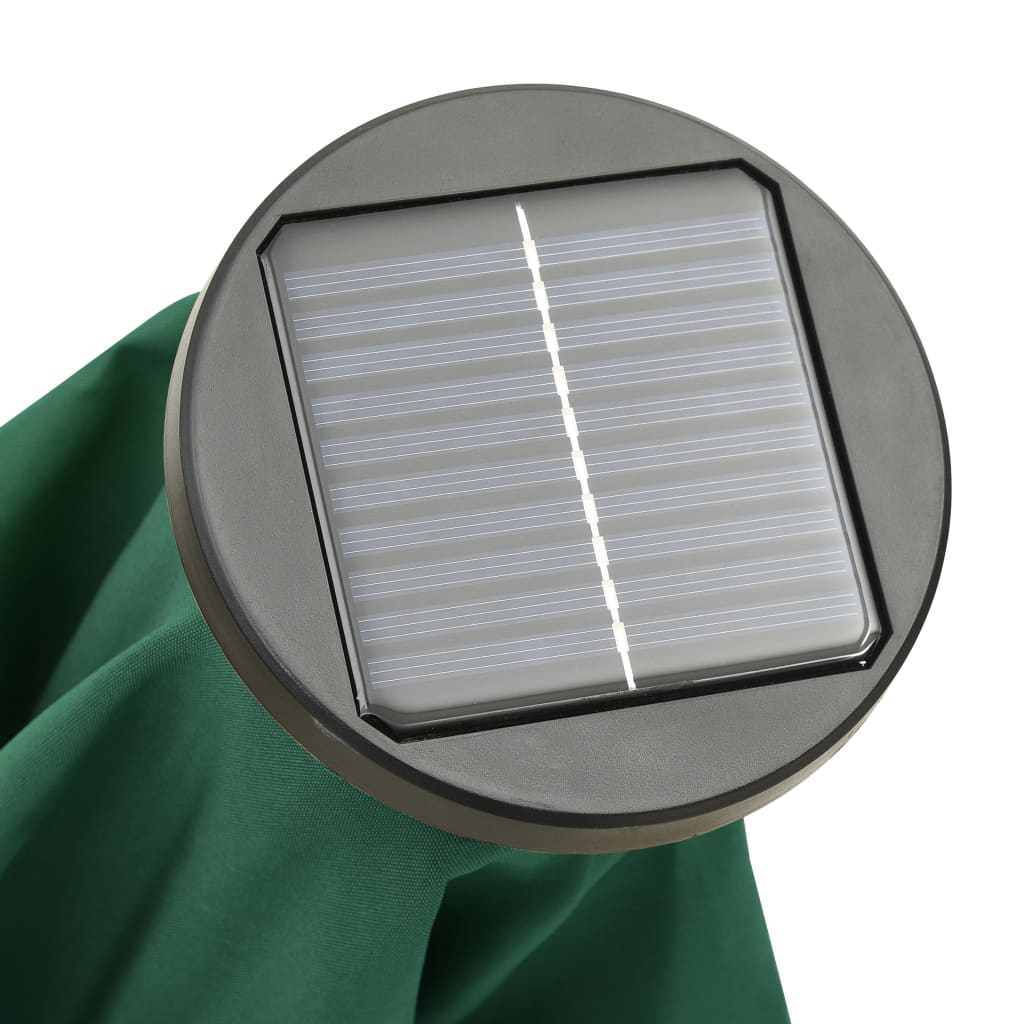 vidaXL saulessargs ar LED gaismām, zaļš, 200x211 cm, alumīnijs