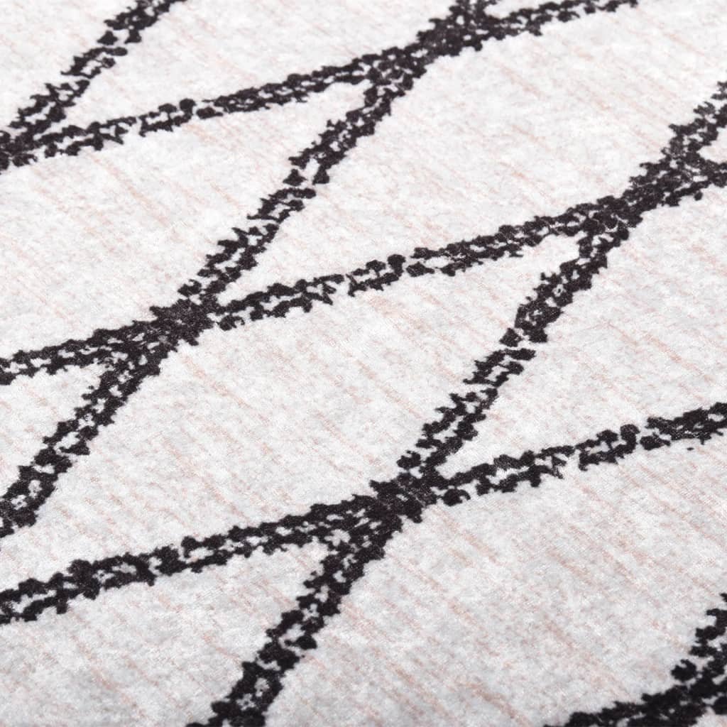 vidaXL paklājs, 80x300 cm, melns ar baltu, mazgājams, neslīdošs