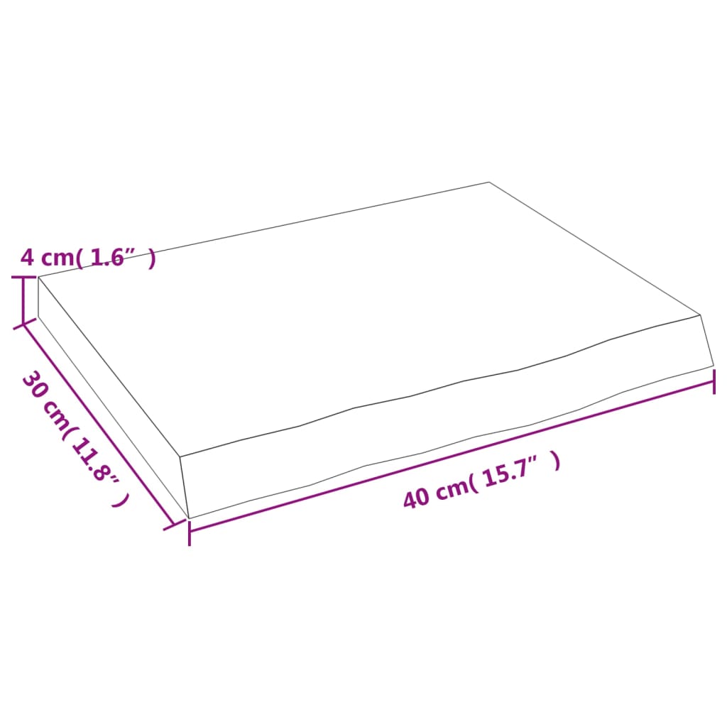 vidaXL sienas plaukts, gaiši brūns, 40x30x(2-4) cm, ozola masīvkoks