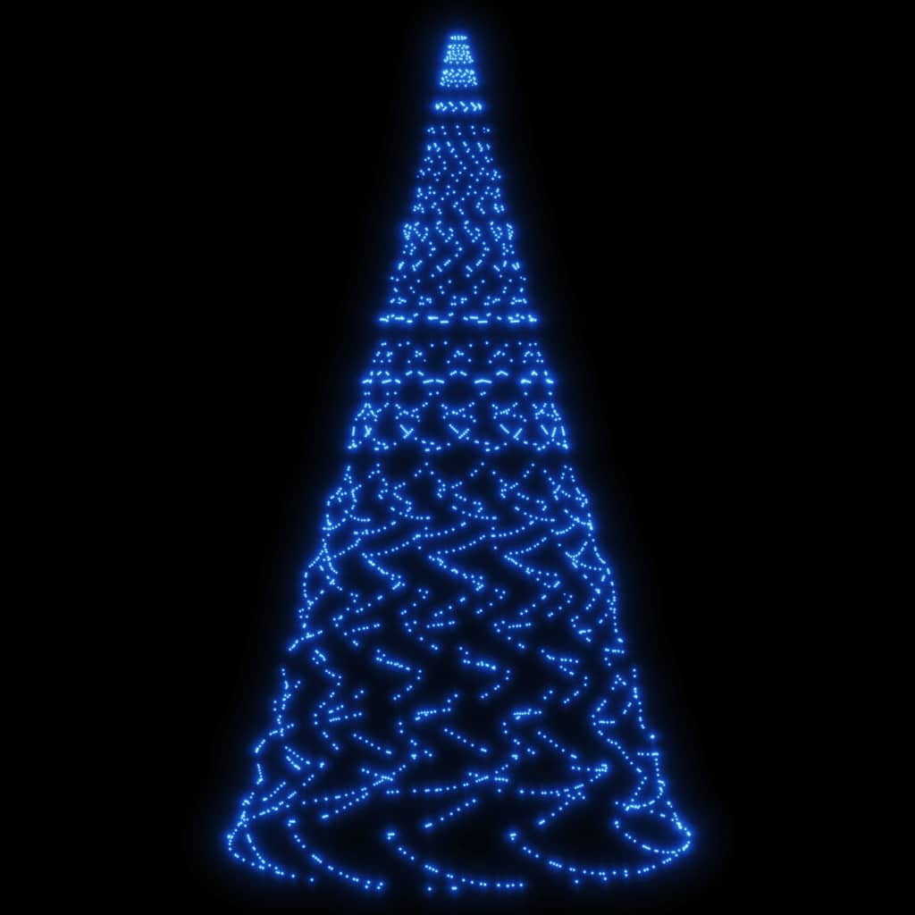 vidaXL Ziemassvētku egle karoga mastam, 1400 zilas LED, 500 cm