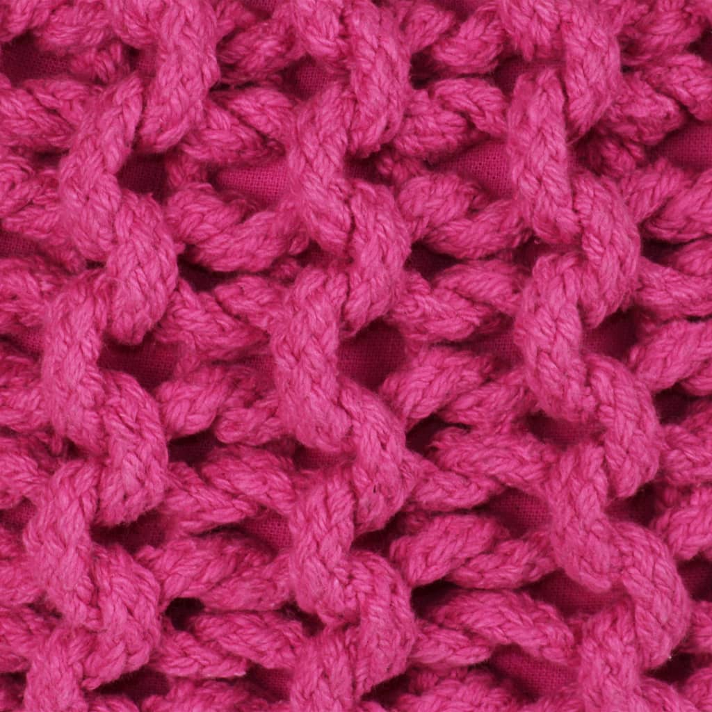 vidaXL pufs, adīts ar rokām, 50x35 cm, kokvilna, rozā