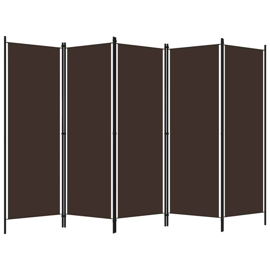 vidaXL 5-paneļu istabas aizslietnis, brūns, 250x180 cm