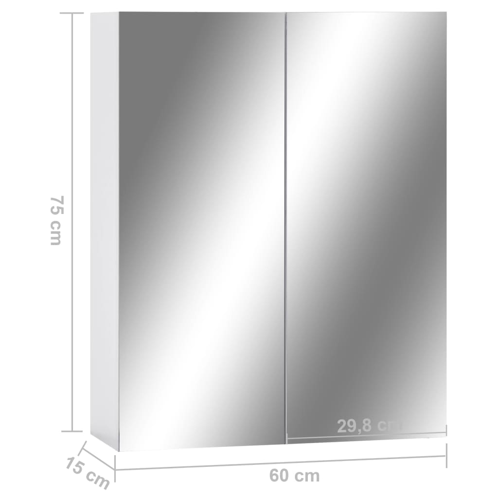 vidaXL vannasistabas skapītis ar spoguli, balts, 60x15x75 cm, MDF