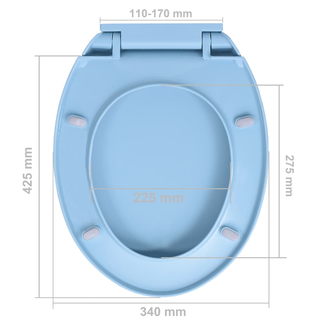 vidaXL tualetes poda sēdeklis, lēnās aizvēršanas funkcija, zils