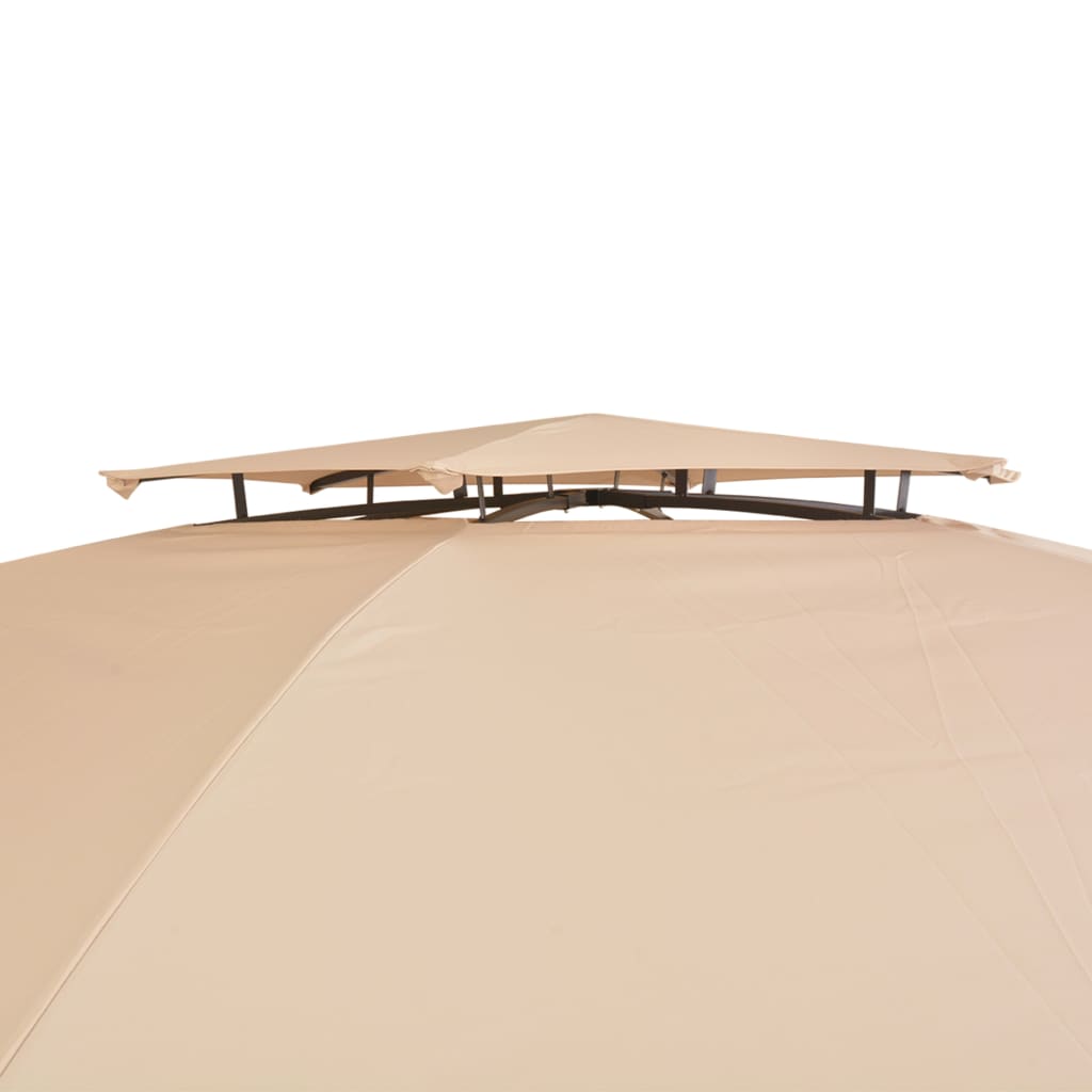 vidaXL dārza nojume, telts ar aizkariem, 360x265 cm, sešstūraina